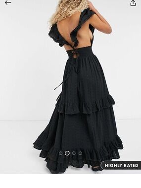 ASOS Black Backless Ruffle Tiered Maxi Dress